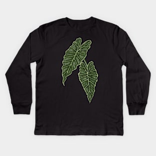 Alocasia Polly Green Leaves Kids Long Sleeve T-Shirt